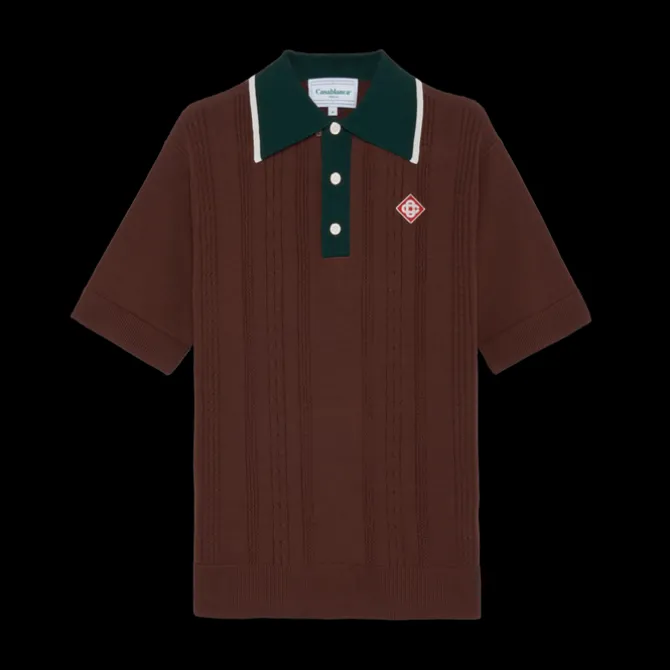 Cable Knit Oversized Polo Shirt