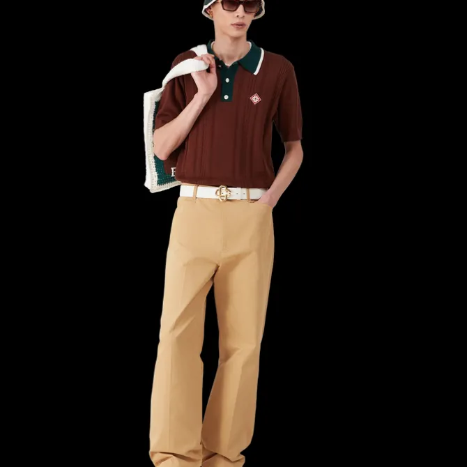 Cable Knit Oversized Polo Shirt
