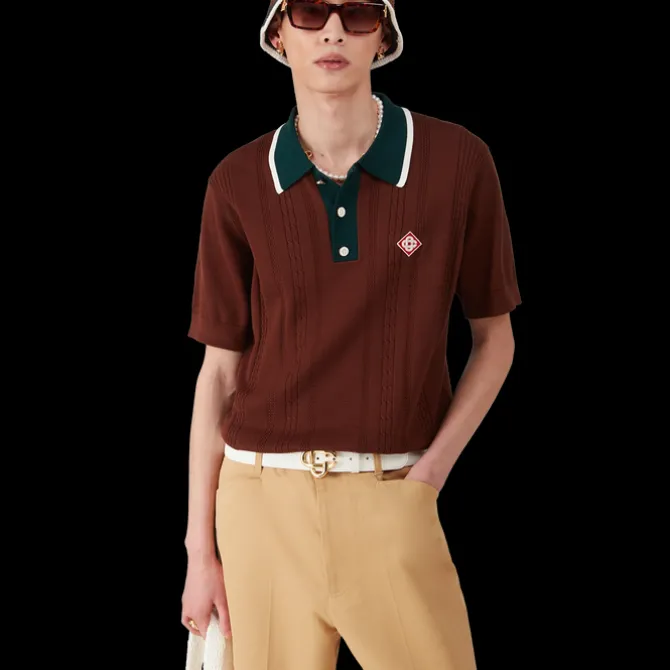 Cable Knit Oversized Polo Shirt