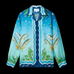 Casablanca Caviar Club Cuban Collar Silk Shirt