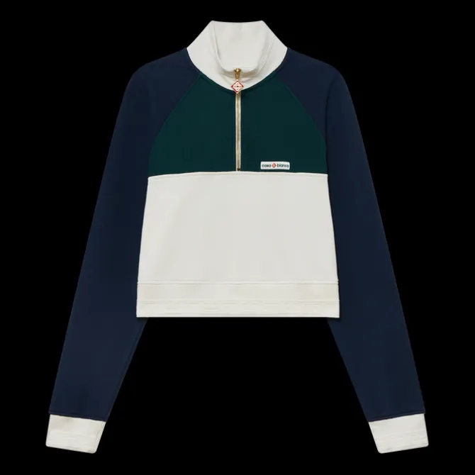 Colourblock Quarter Zip Cropped Sweatshirt