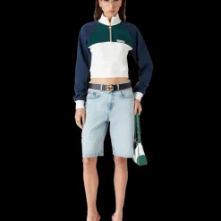 Colourblock Quarter Zip Cropped Sweatshirt
