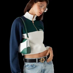 Colourblock Quarter Zip Cropped Sweatshirt