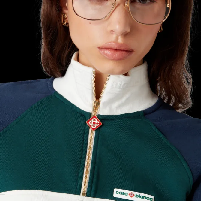 Colourblock Quarter Zip Cropped Sweatshirt