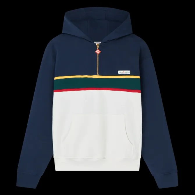 Colourblock Quarter Zip Hooded Sweatshirt