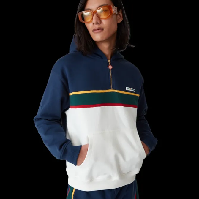 Colourblock Quarter Zip Hooded Sweatshirt