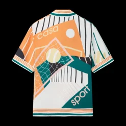 Court Abstrait Short Sleeve Silk Shirt