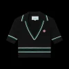 Cropped Knit Polo Shirt