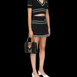 Cropped Knit Polo Shirt