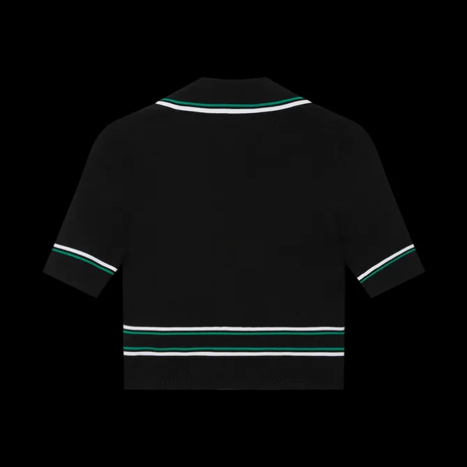 Cropped Knit Polo Shirt