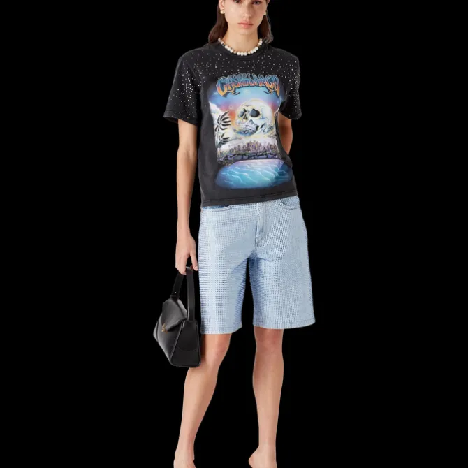 Crystal Embellished Denim Shorts