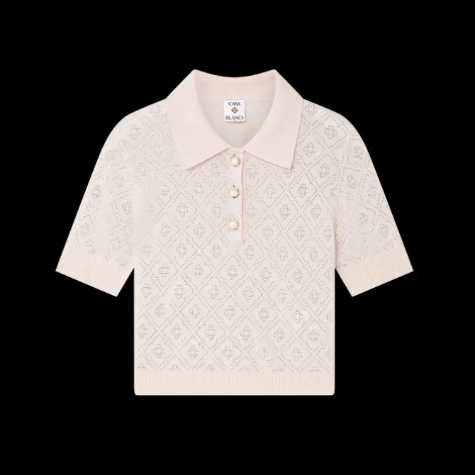 Crystal Monogram Knit Polo Shirt