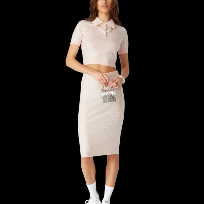 Crystal Monogram Knit Polo Shirt