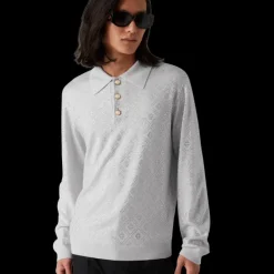 Crystal Monogram Knit Polo Shirt