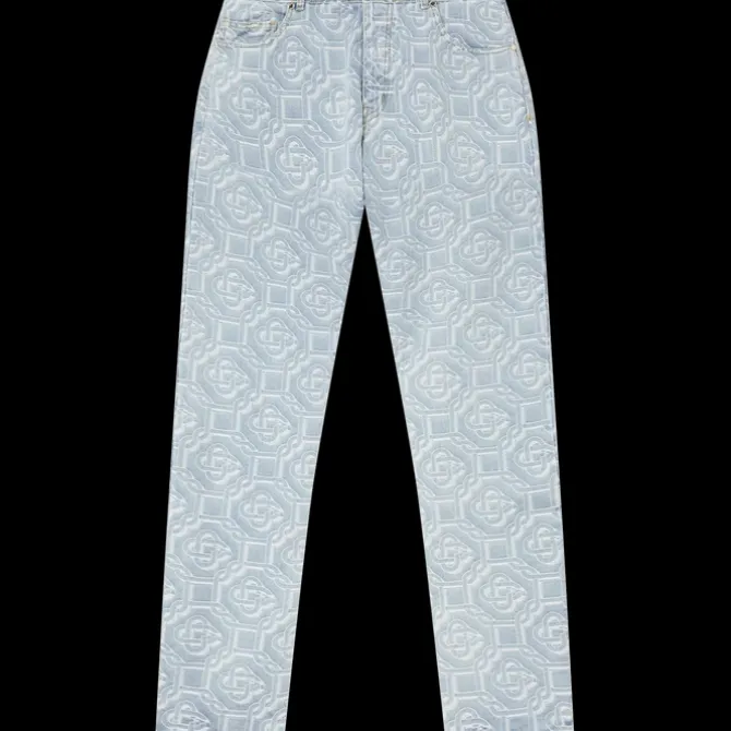 Denim Bleached Monogram Trousers
