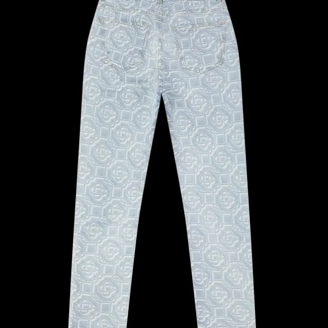 Denim Bleached Monogram Trousers