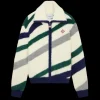 Diagonal Striped Fluffy Zip Up Jumper