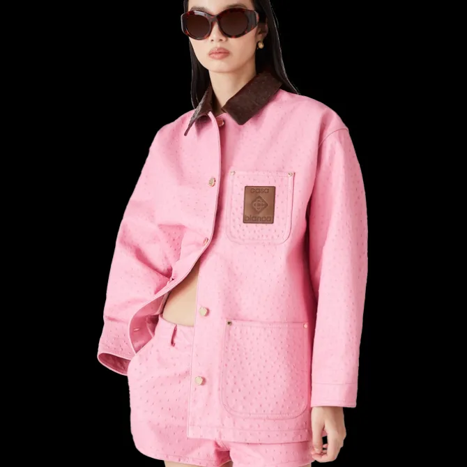 Embossed Leather Workwear Coat