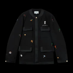 Embroidered Motif Wool Tailored Jacket