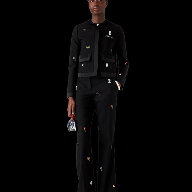 Embroidered Motif Wool Tailored Jacket