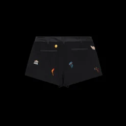 Embroidered Motif Wool Tailored Shorts