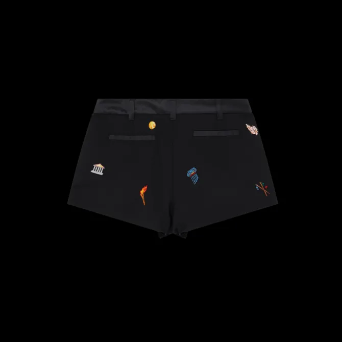 Embroidered Motif Wool Tailored Shorts