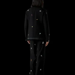 Embroidered Motif Wool Tailored Trousers