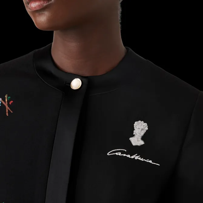 Embroidered Motif Wool Tailored Jacket