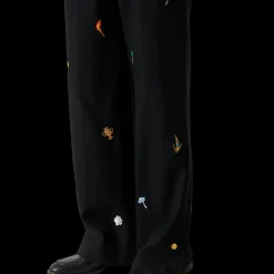 Embroidered Motif Wool Tailored Trousers