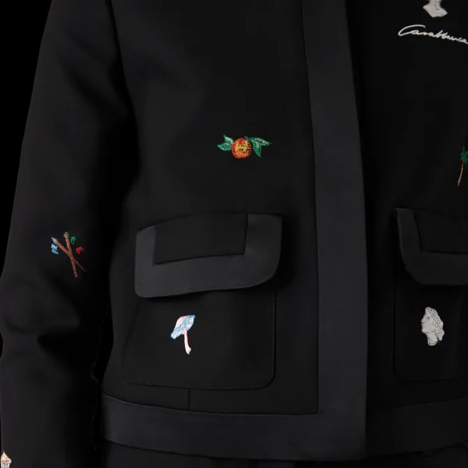 Embroidered Motif Wool Tailored Jacket