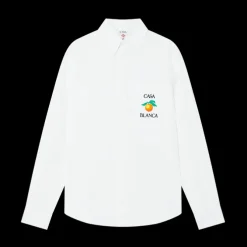 Embroidered Orange Oxford Shirt
