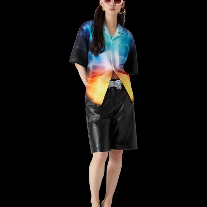 Gradient Check Viscose Blend Short Sleeve Shirt