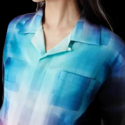 Gradient Check Viscose Blend Short Sleeve Shirt