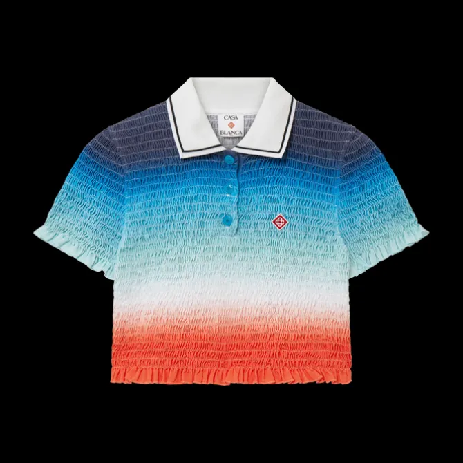 Gradient Cropped Polo Shirt