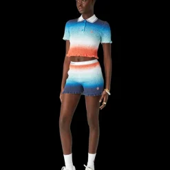 Gradient Cropped Polo Shirt