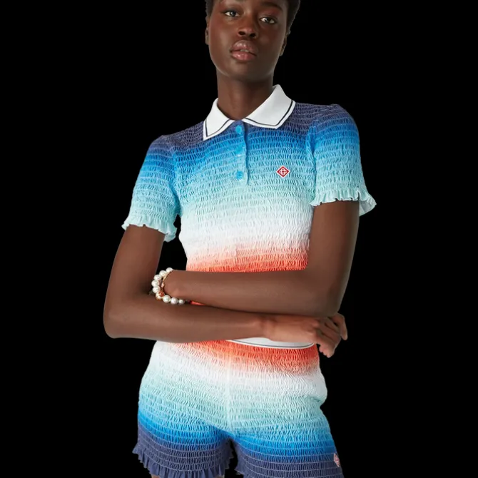 Gradient Cropped Polo Shirt
