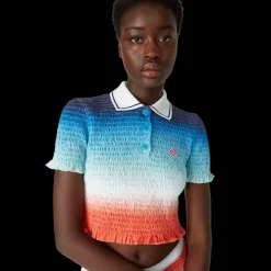 Gradient Cropped Polo Shirt