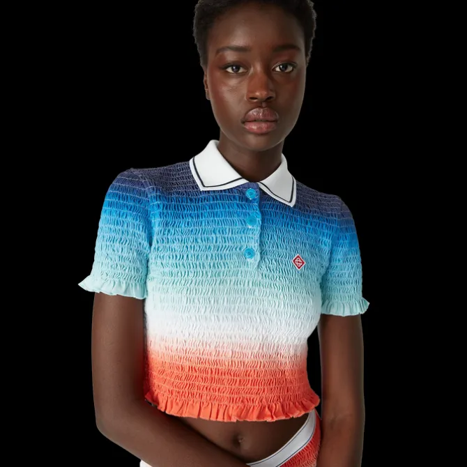Gradient Cropped Polo Shirt