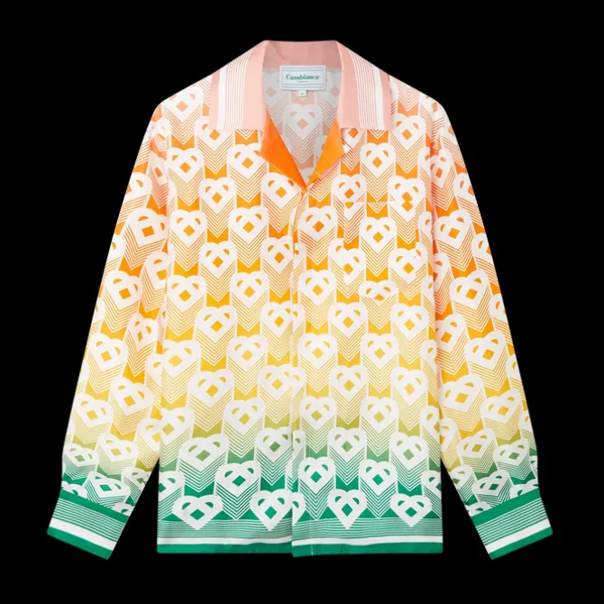 Gradient Heart Monogram Silk Shirt