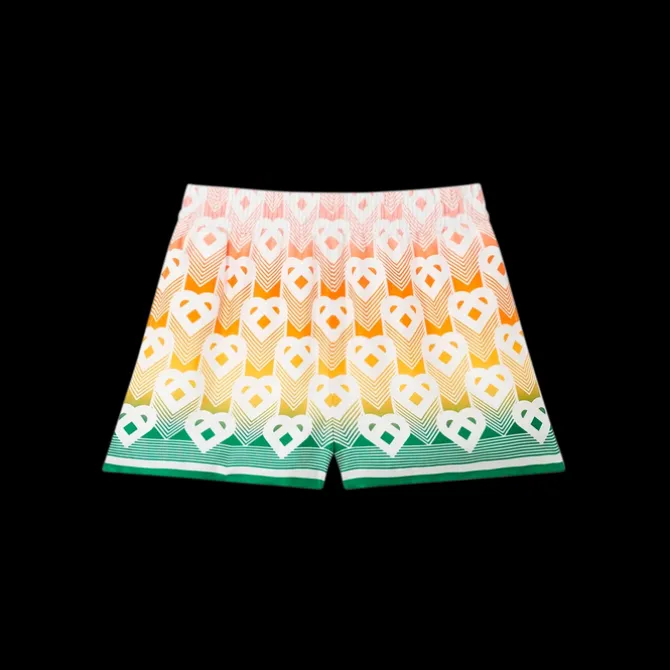 Gradient Heart Monogram Silk Shorts