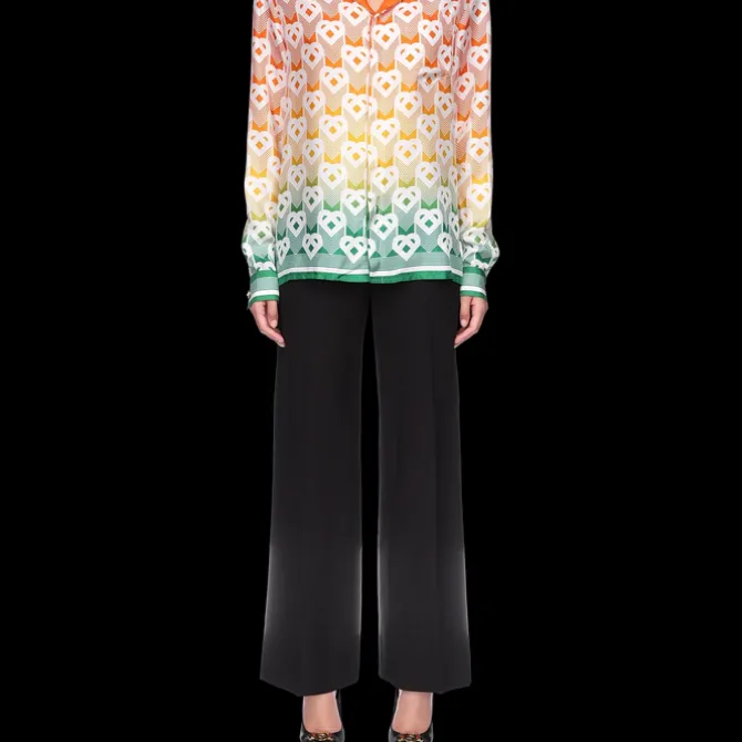 Gradient Heart Monogram Silk Shirt