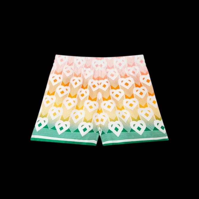 Gradient Heart Monogram Silk Shorts
