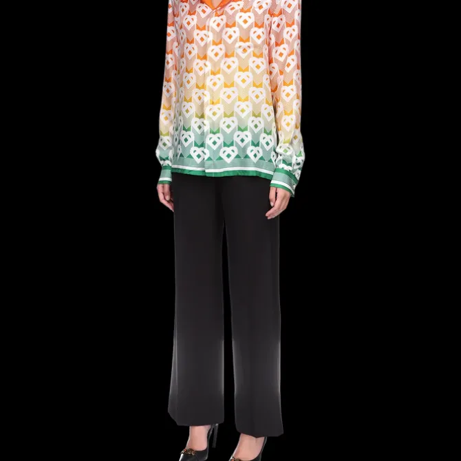 Gradient Heart Monogram Silk Shirt