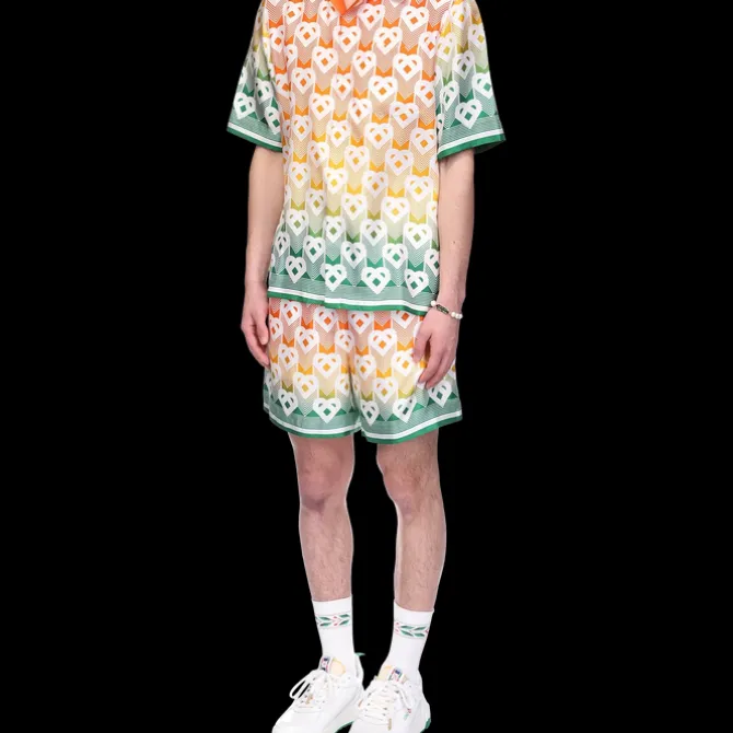 Gradient Heart Monogram Silk Shirt