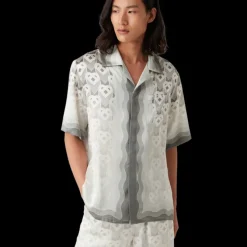 Gradient Heart Monogram Short Sleeve Silk Shirt