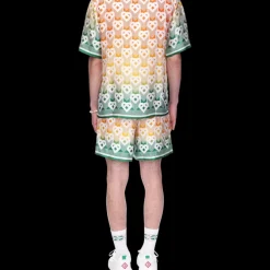 Gradient Heart Monogram Silk Shirt
