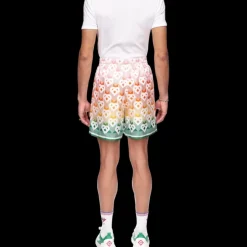 Gradient Heart Monogram Silk Shorts