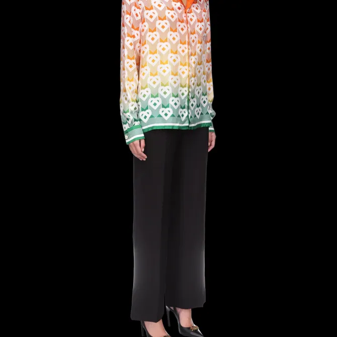 Gradient Heart Monogram Silk Shirt
