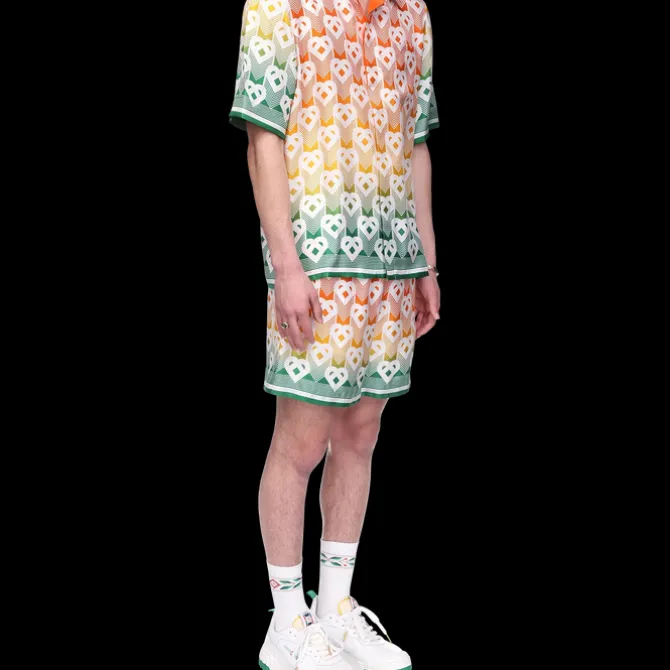 Gradient Heart Monogram Silk Shirt
