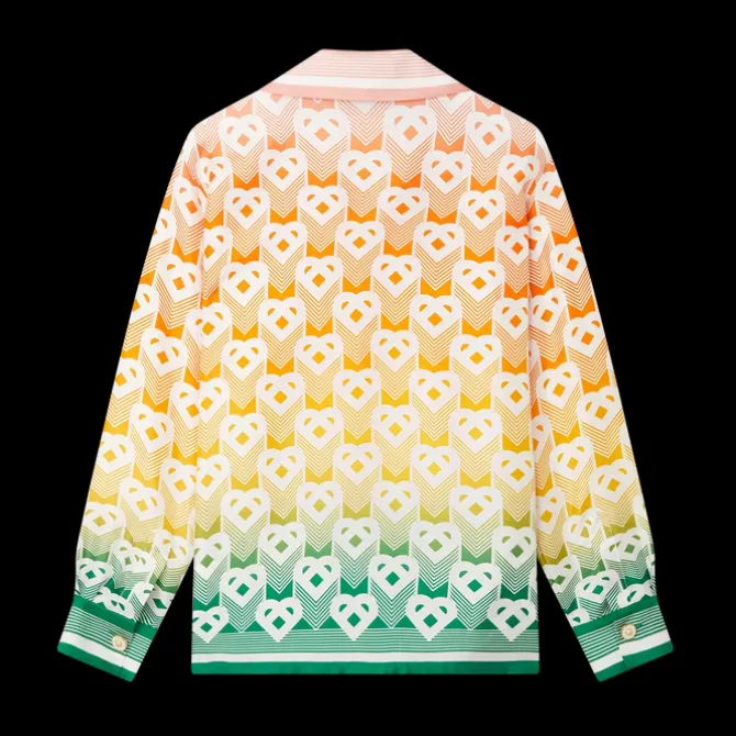Gradient Heart Monogram Silk Shirt
